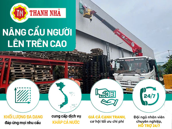 Dịch vụ Cho Thuê Xe Nâng Cẩu Nâng Người Lên Cao Lắp Bảng Hiệu